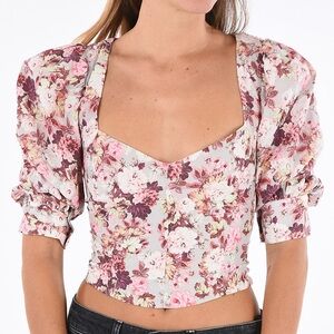 For Love And Lemons Floral Print Crop Top